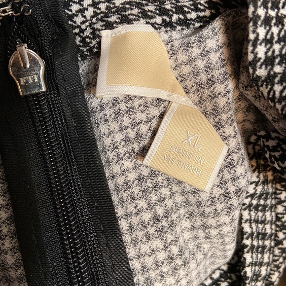 Michael Kors dress size XL black & white peek a boo flounce stretchy zip up - Picture 13 of 14